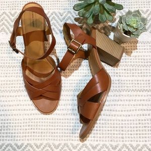 Melrose and Market Brown Leather Heel Sandal